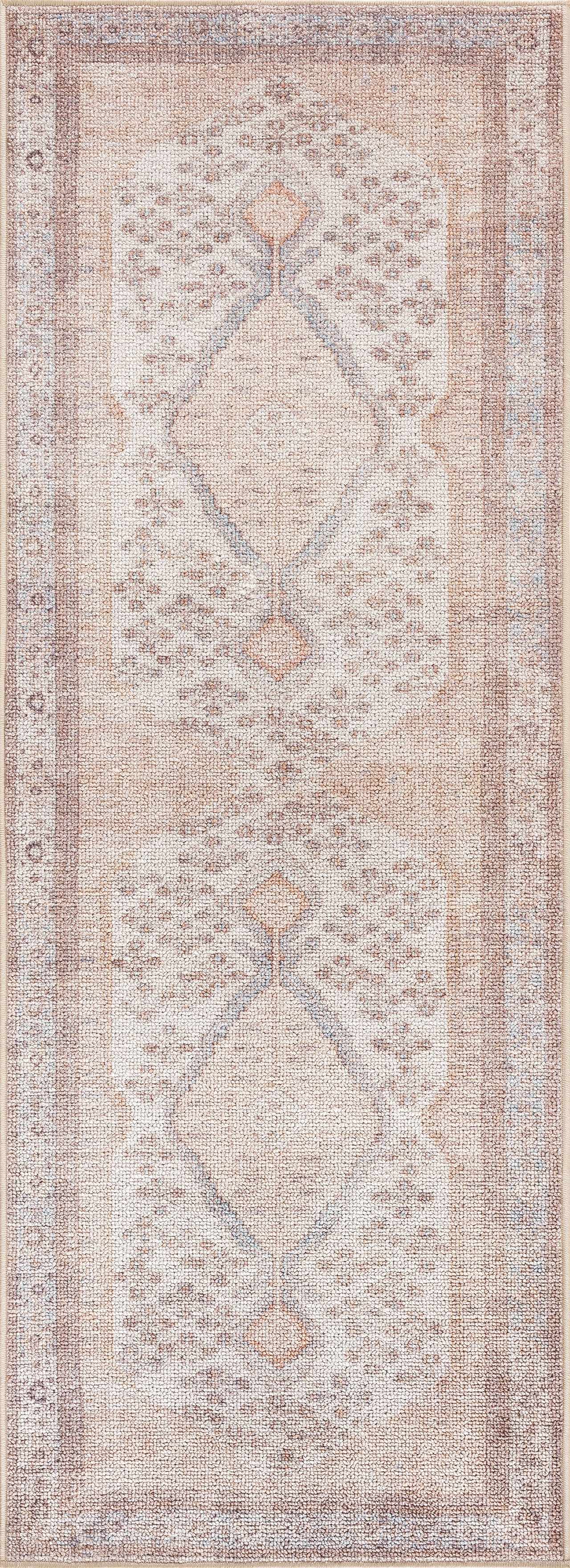 Analu Peach Washable Area Rug - - Rugs