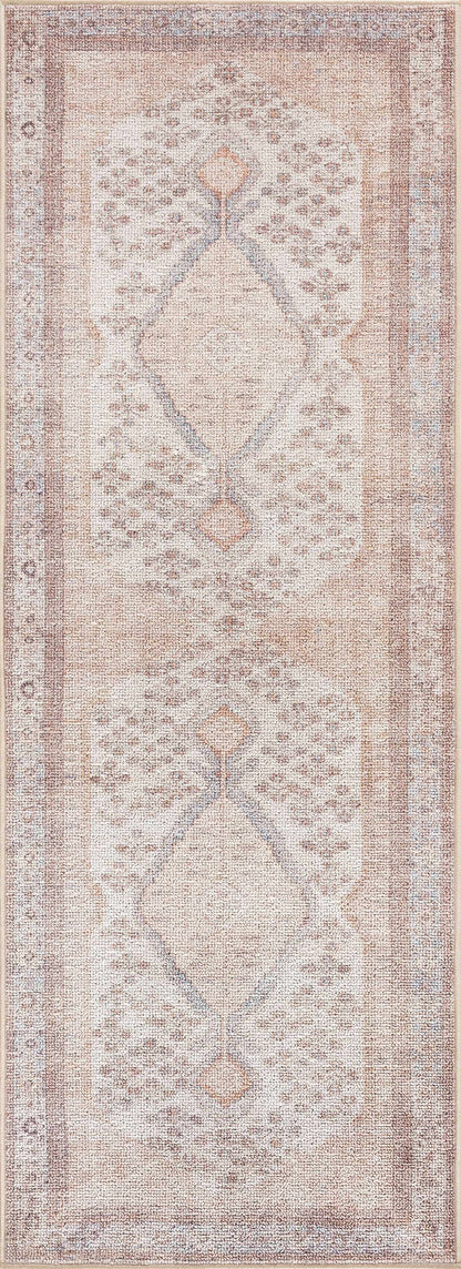 Analu Peach Washable Area Rug - - Rugs