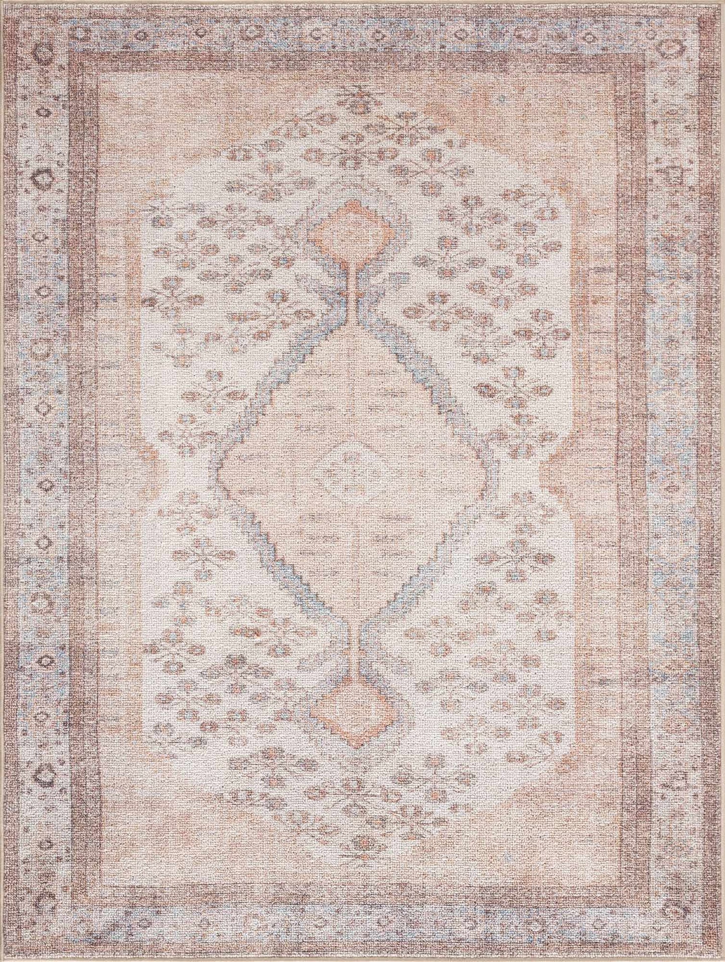 Analu Peach Washable Area Rug - - Rugs