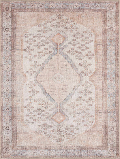 Analu Peach Washable Area Rug - - Rugs