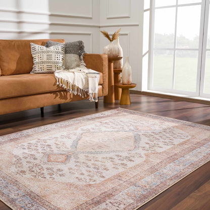 Analu Peach Washable Area Rug - - Rugs