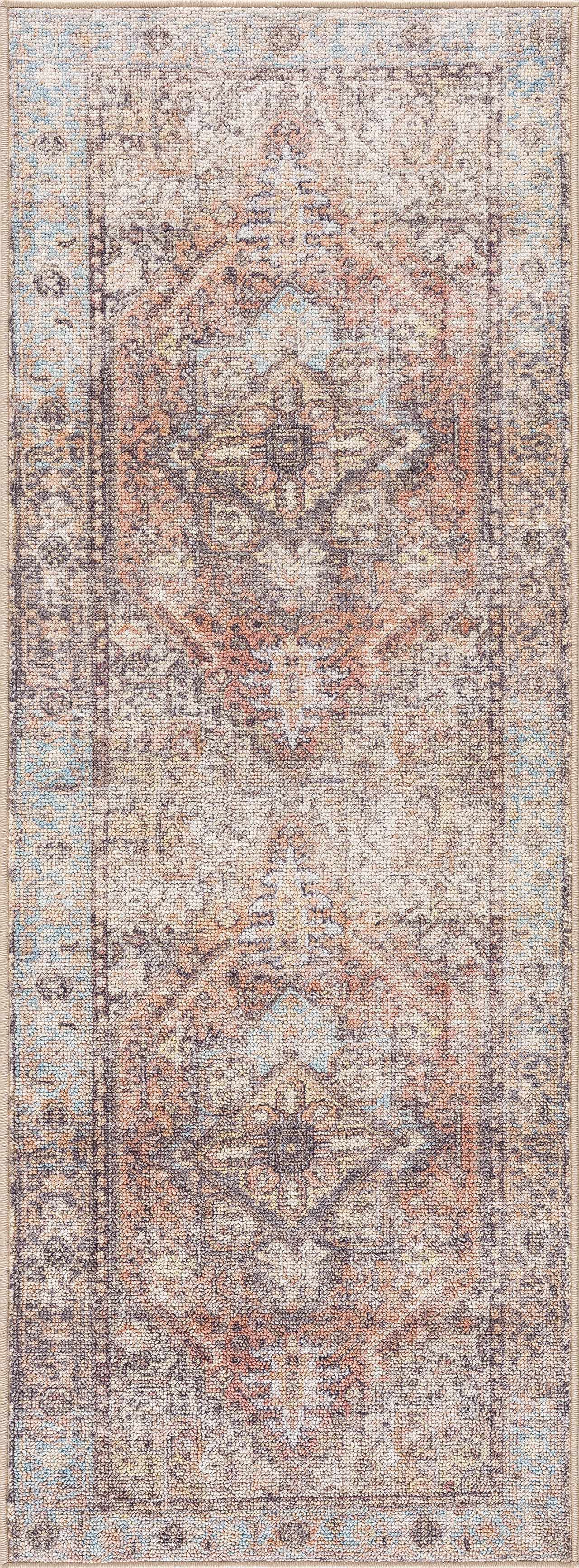 Beck Peach Washable Area Rug - - Rugs