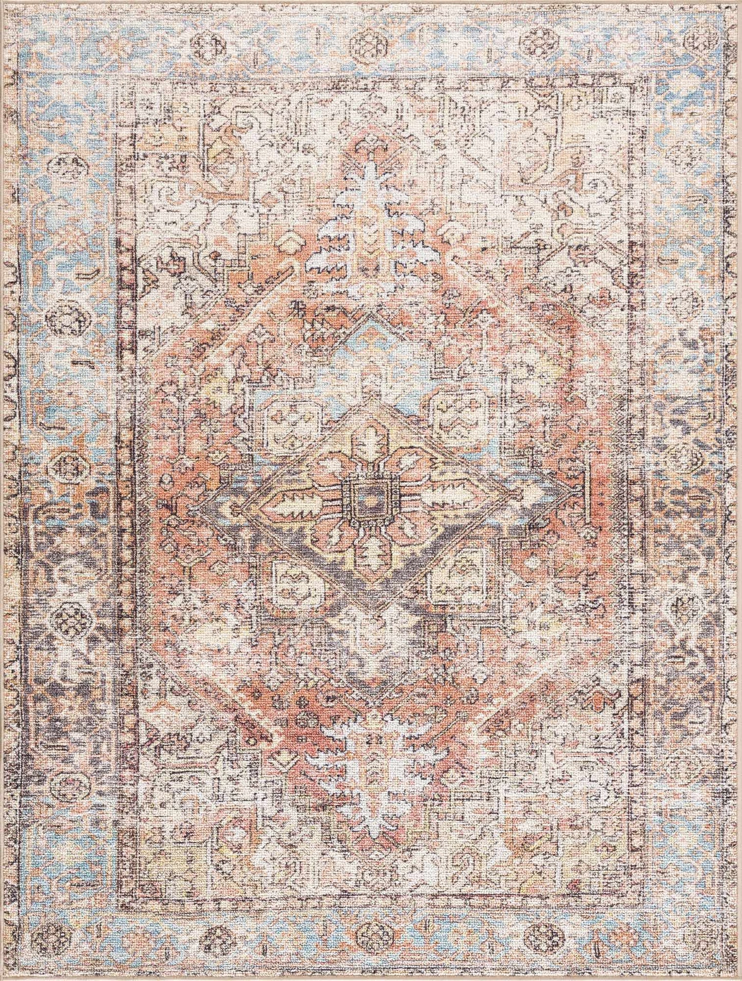 Beck Peach Washable Area Rug - - Rugs