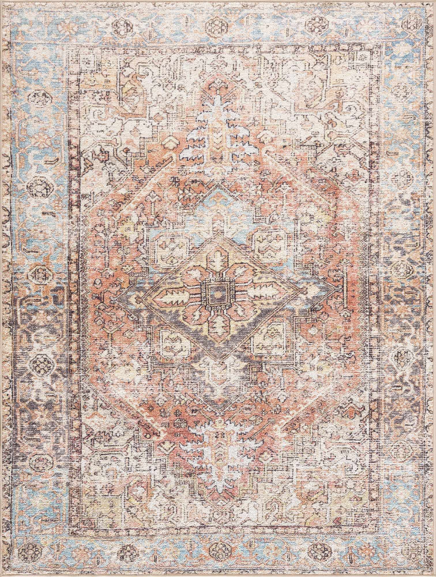 Beck Peach Washable Area Rug - - Rugs