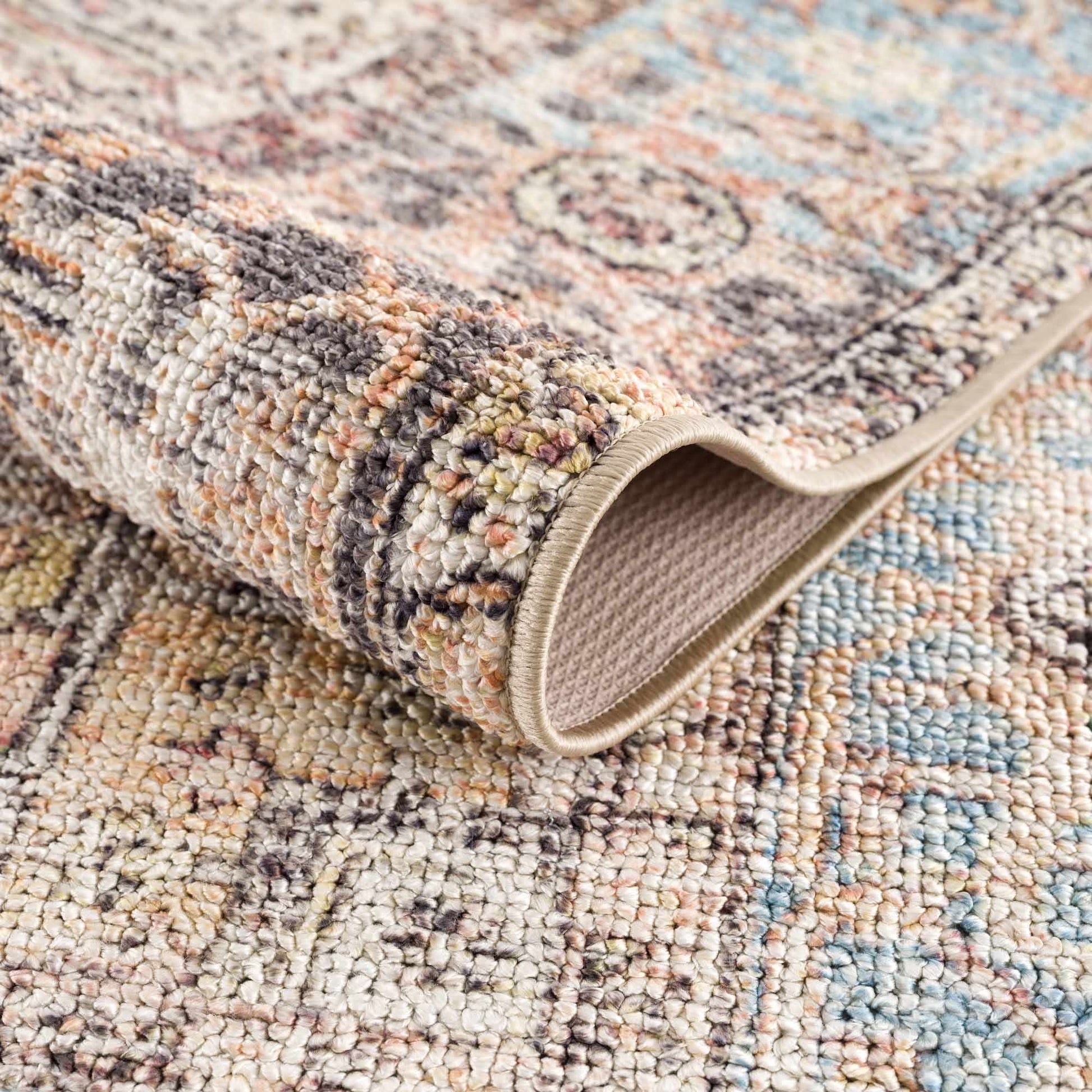 Beck Peach Washable Area Rug - - Rugs
