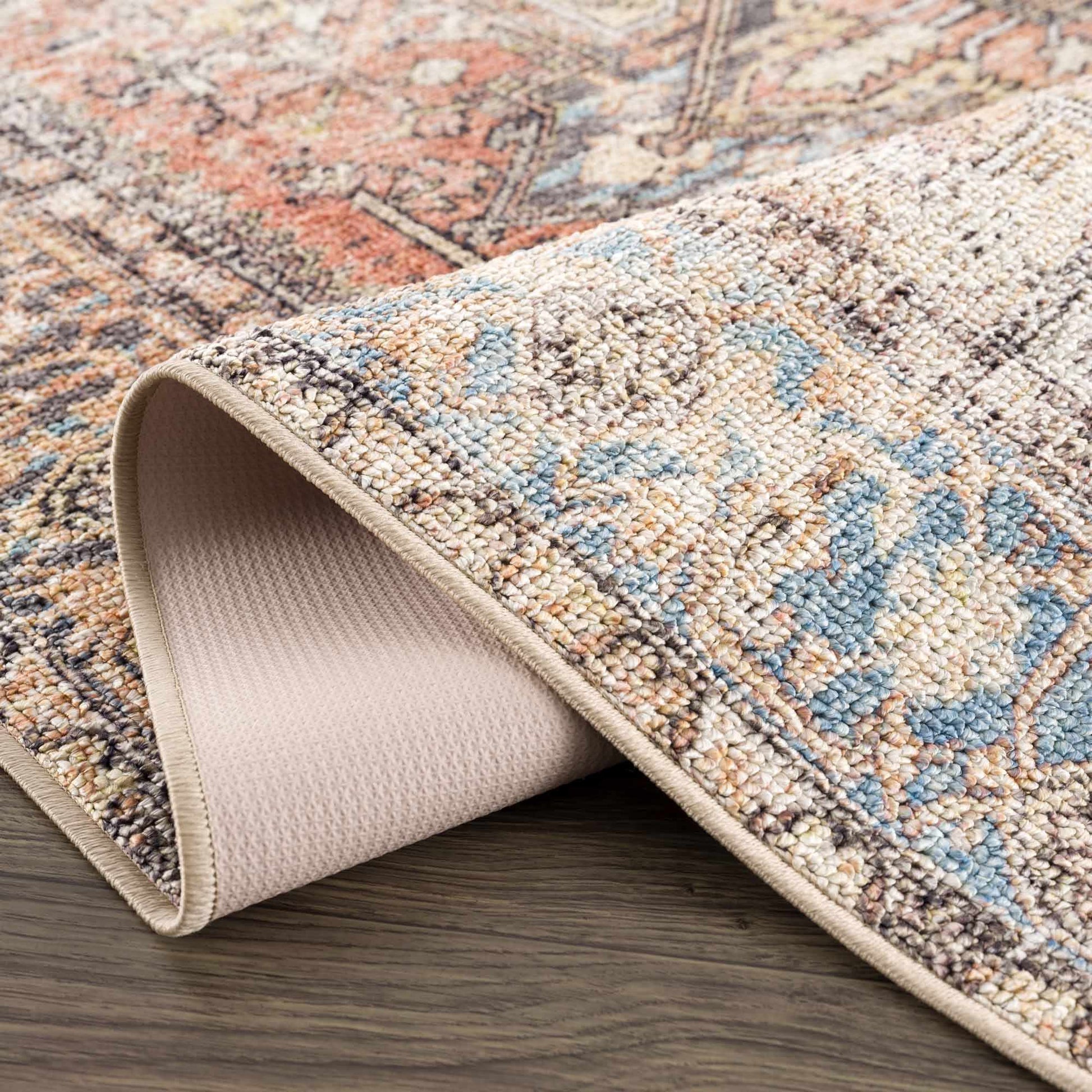 Beck Peach Washable Area Rug - - Rugs