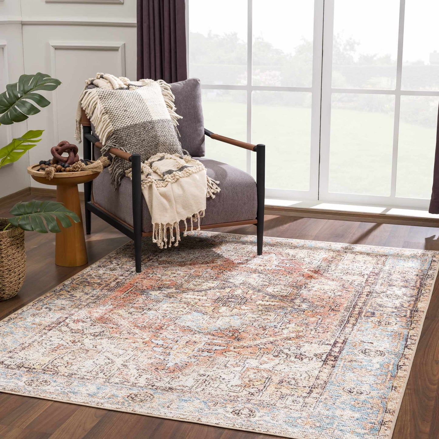 Beck Peach Washable Area Rug - - Rugs