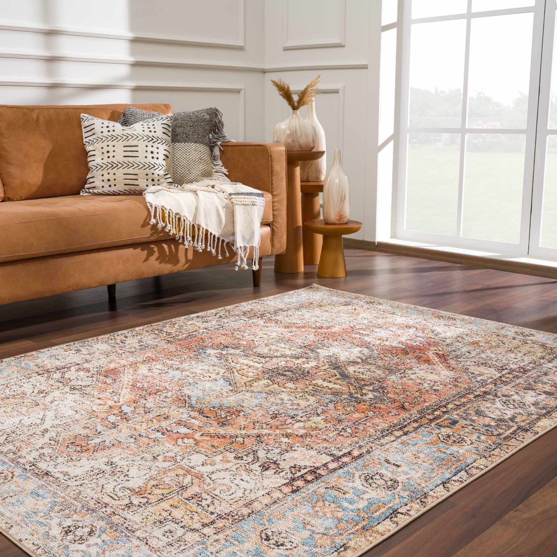 Beck Peach Washable Area Rug - - Rugs
