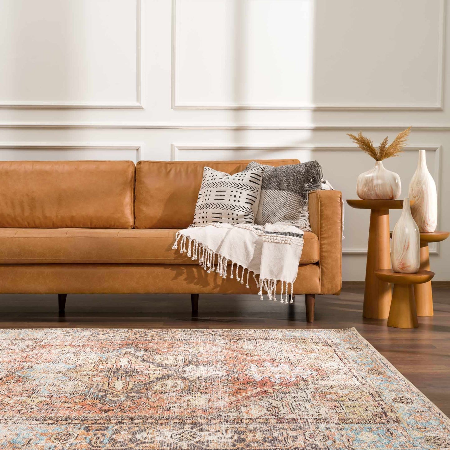 Beck Peach Washable Area Rug - - Rugs