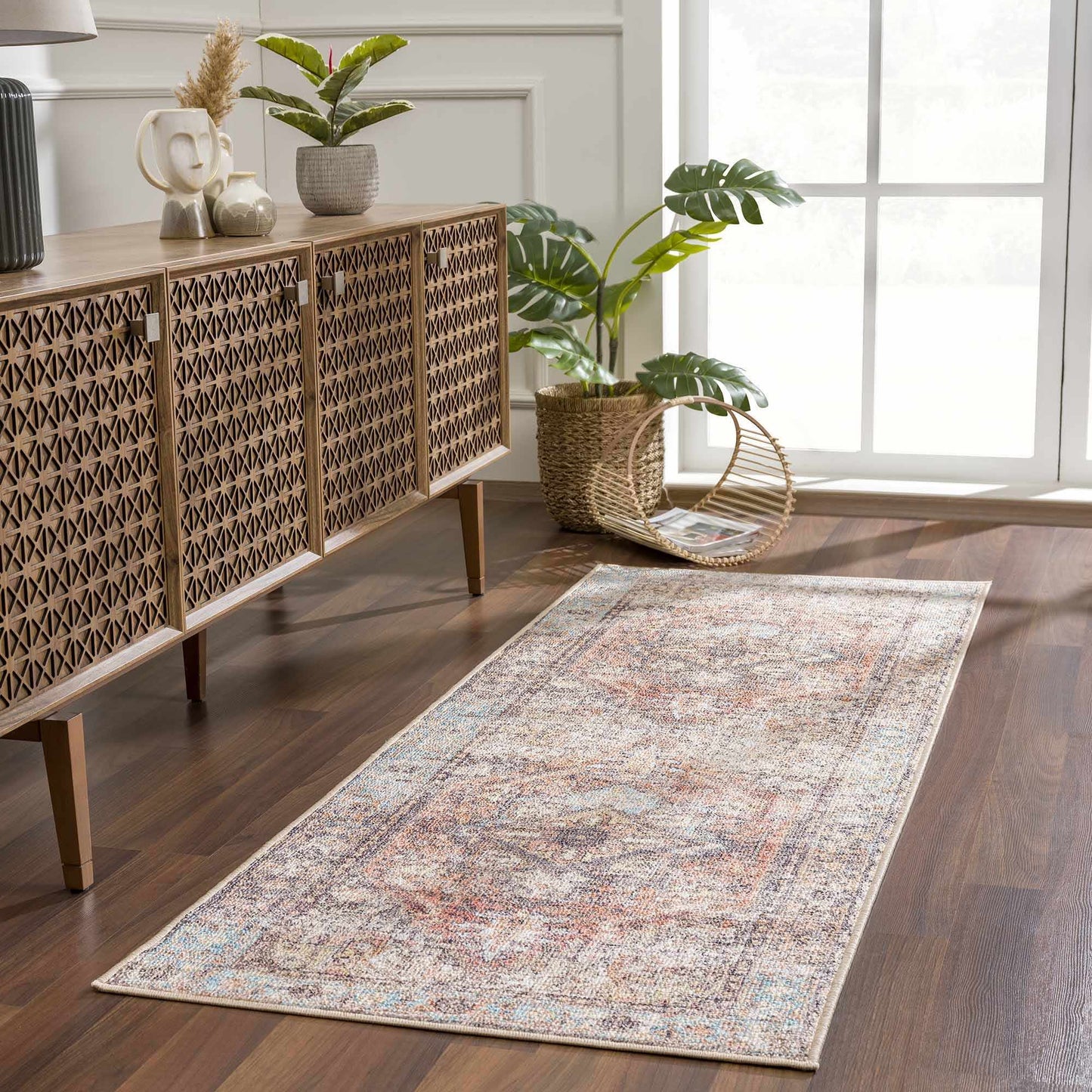 Beck Peach Washable Area Rug - - Rugs