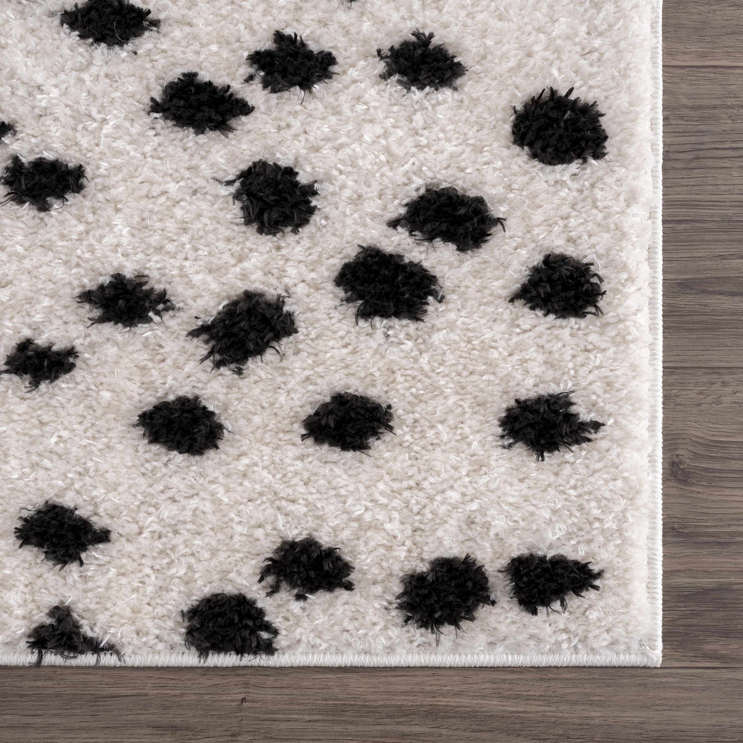 Cansu Black & White Dotted Area Rug - - Rugs