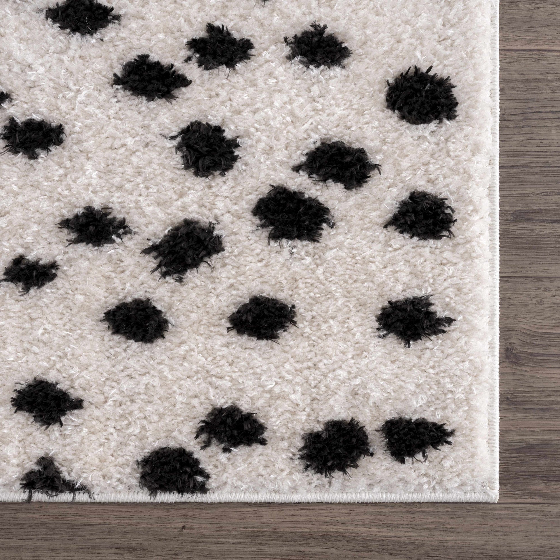Cansu Black & White Dotted Area Rug - - Rugs