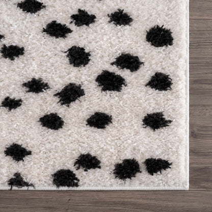 Cansu Black & White Dotted Area Rug - - Rugs