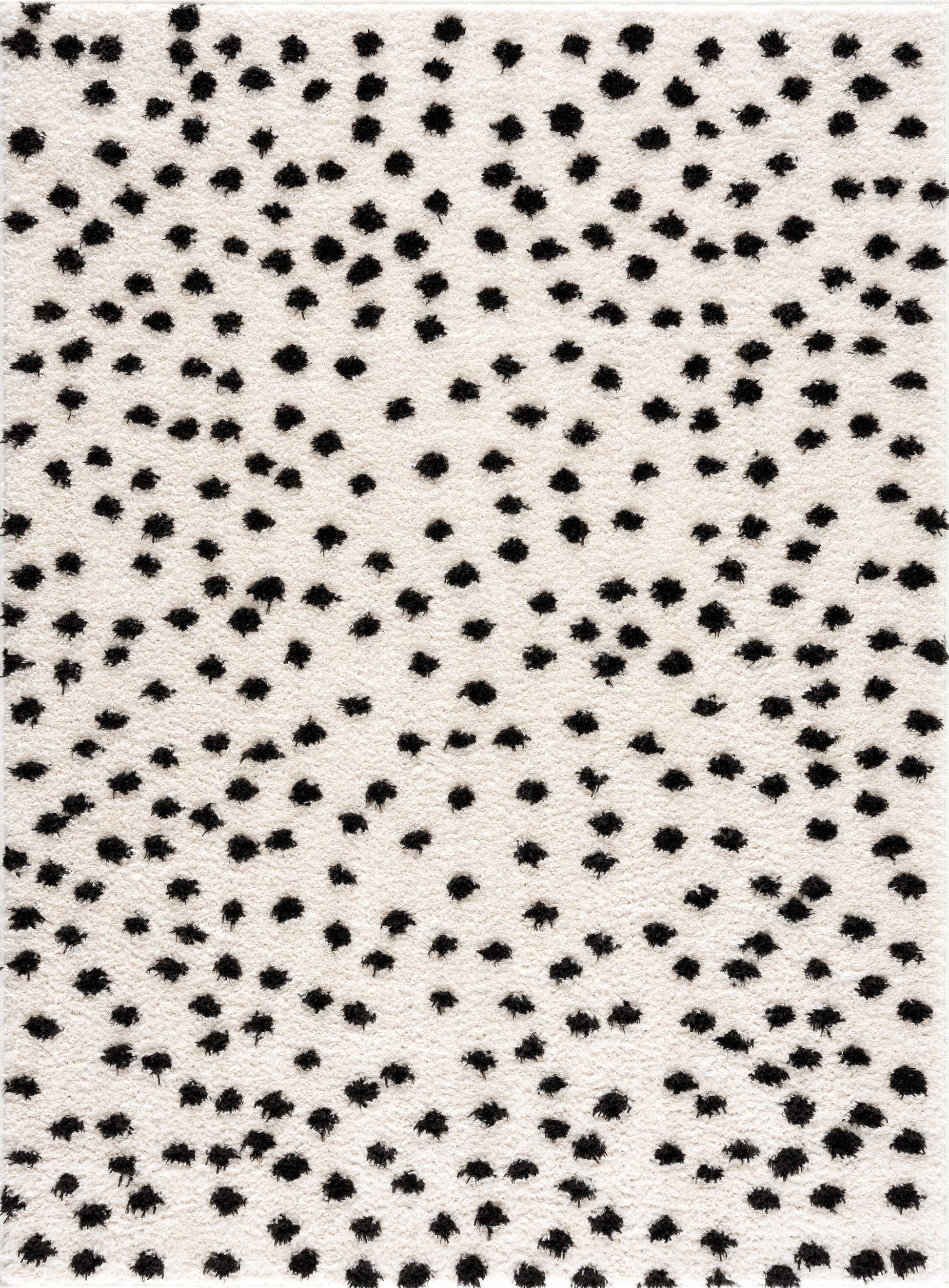 Cansu Black & White Dotted Area Rug - - Rugs