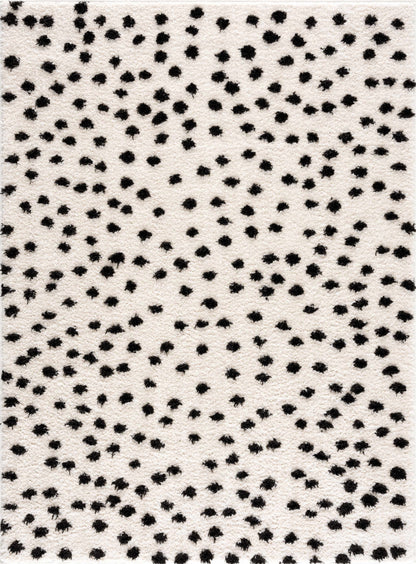 Cansu Black & White Dotted Area Rug - - Rugs