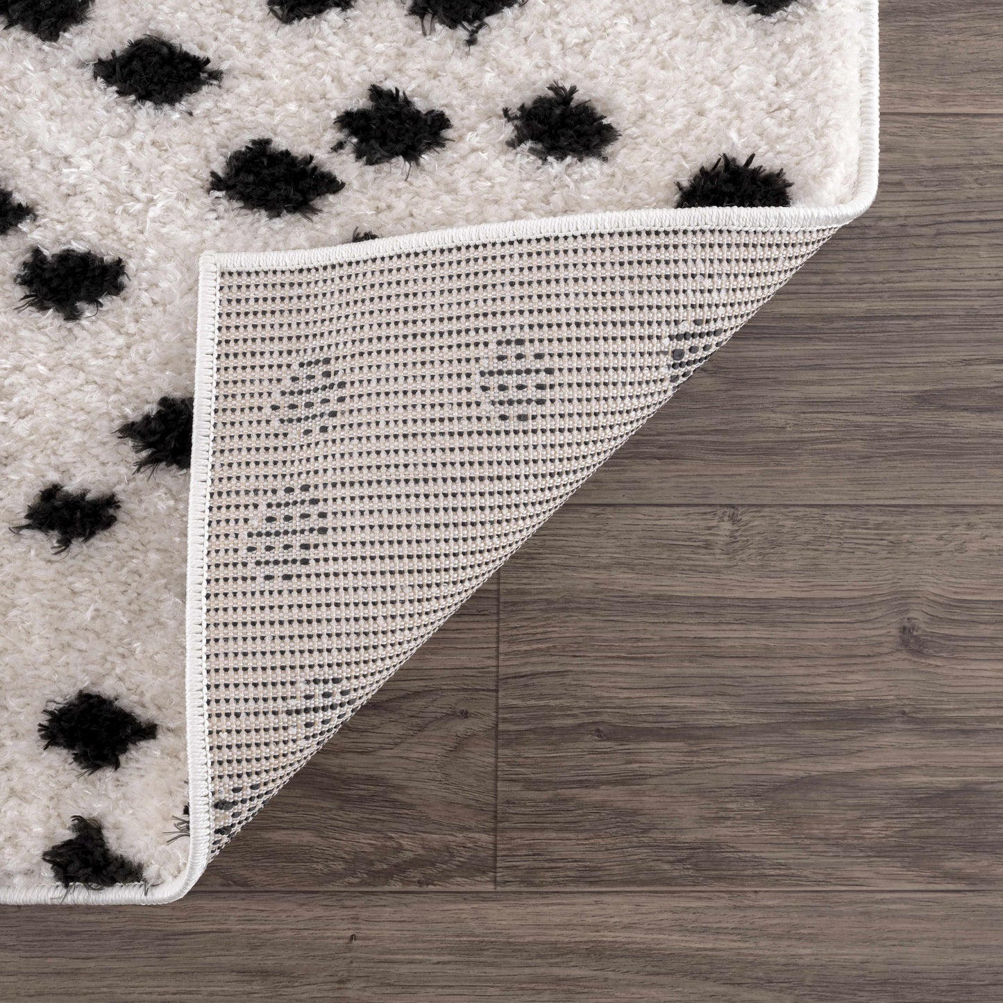 Cansu Black & White Dotted Area Rug - - Rugs