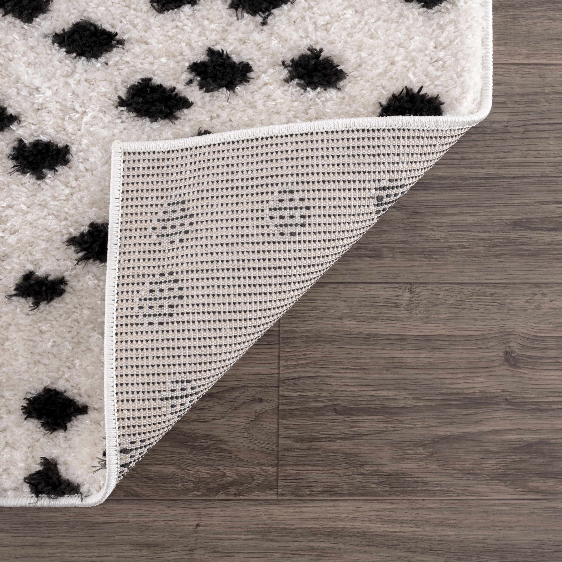 Cansu Black & White Dotted Area Rug - - Rugs