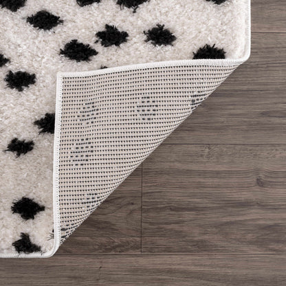 Cansu Black & White Dotted Area Rug - - Rugs