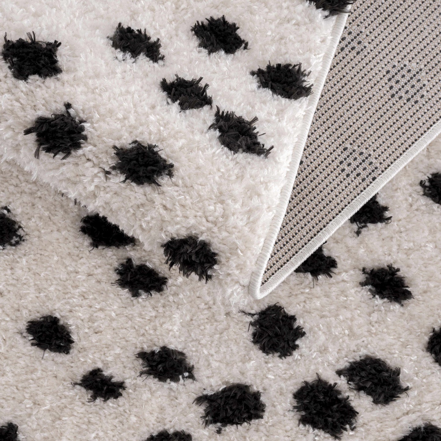 Cansu Black & White Dotted Area Rug - - Rugs