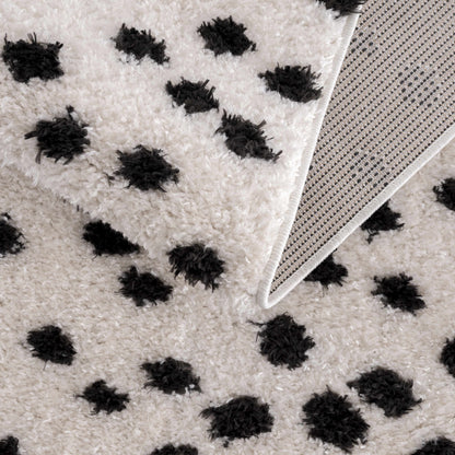 Cansu Black & White Dotted Area Rug - - Rugs