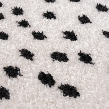 Cansu Black & White Dotted Area Rug - - Rugs