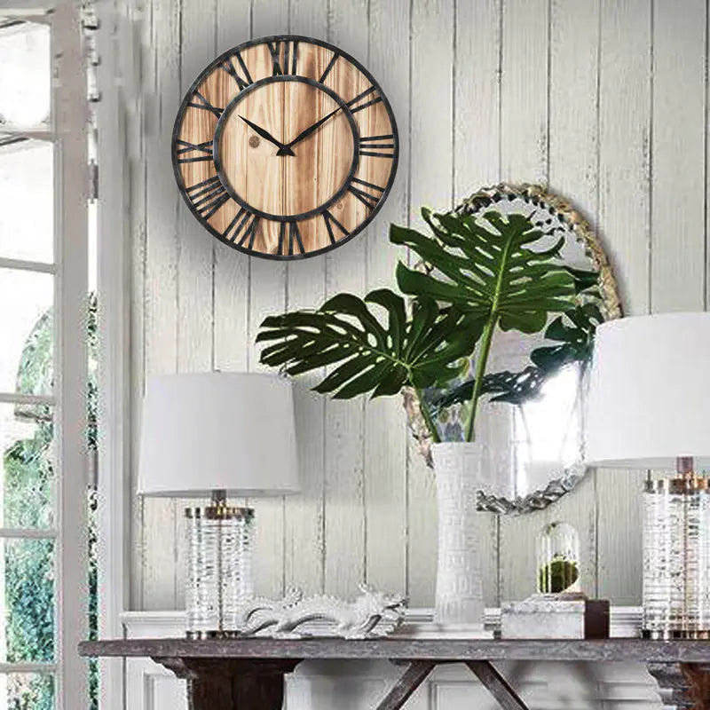 Solid Wood and Iron Wall Clock - Kia Day Design
