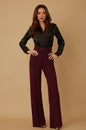 High Waist Pants With Buckle Belt - L -