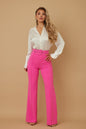 High Waist Pants With Buckle Belt - Ultra passion -