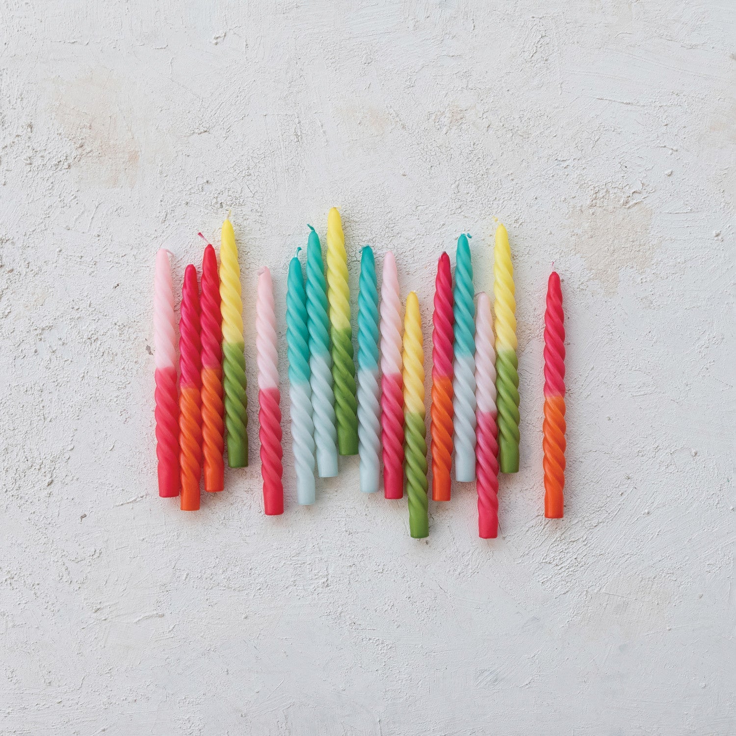 Ombre Aqua Unscented Twisted Taper Candles | Set of 2 - - Candles & Accessories