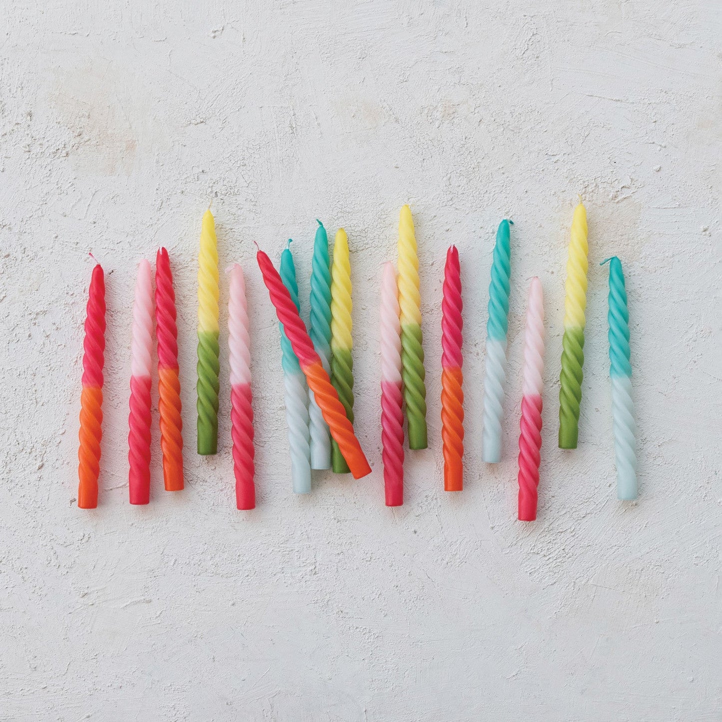 Ombre Aqua Unscented Twisted Taper Candles | Set of 2 - - Candles & Accessories