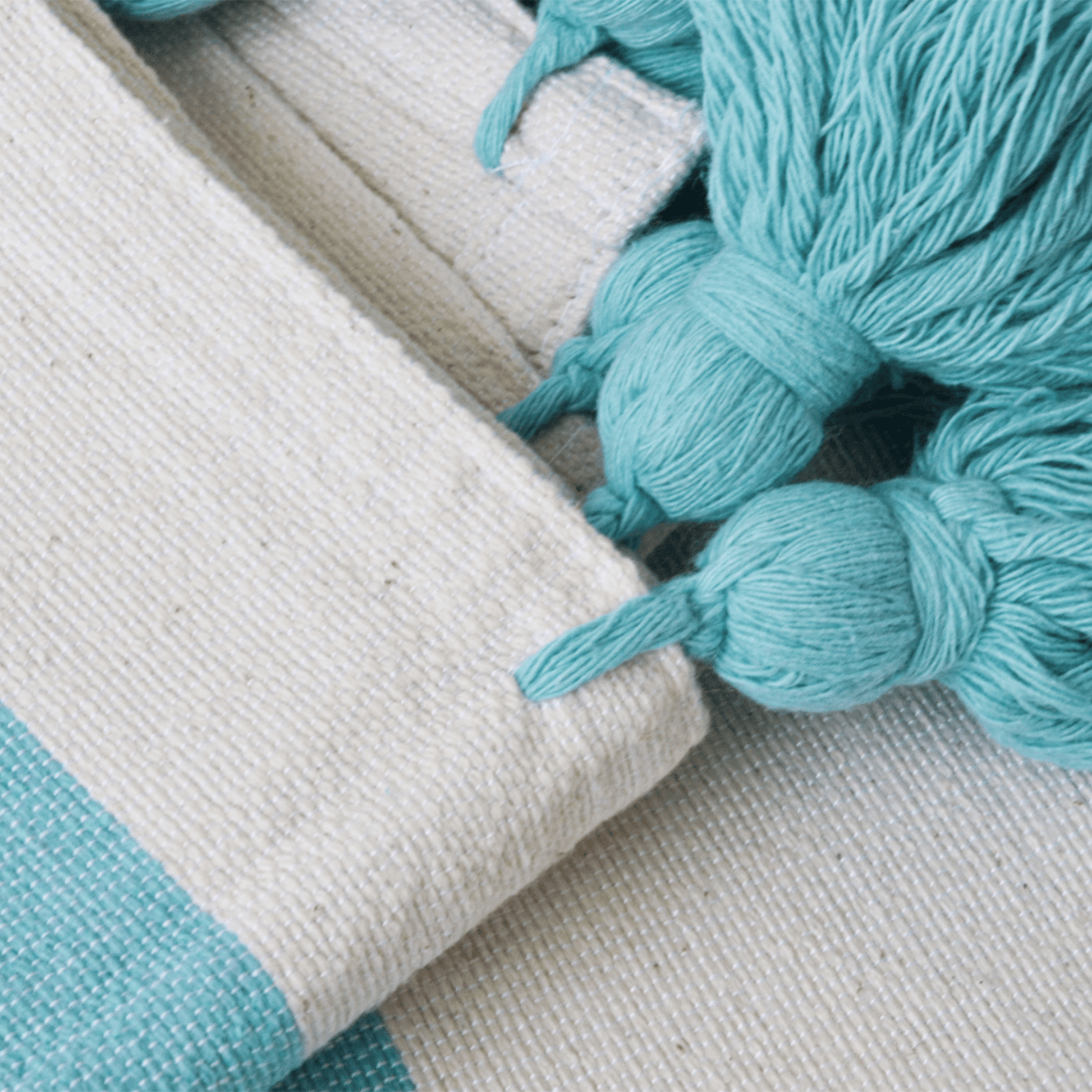 Assorted Loom Beach Towels - White & Turquoise - Towel