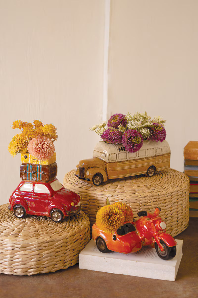 Ceramic Yellow School Bus Planter - - Botanical & Planters