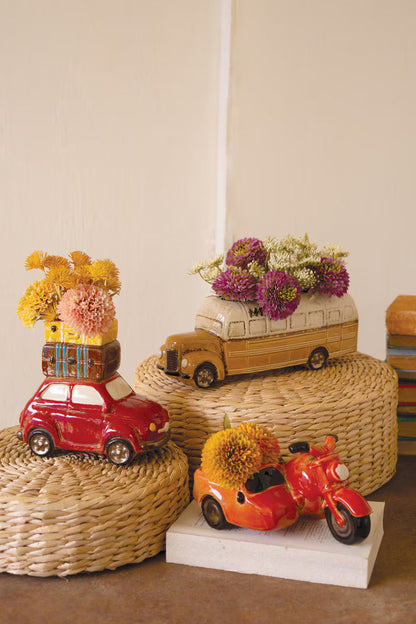 Ceramic Yellow School Bus Planter - - Botanical & Planters