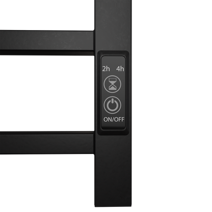 Towel Warmer 6 Bar Electric Heated Towel Rack Wall Mount Plug-in/Bath Towel Heater Matt-Black - Timer - -