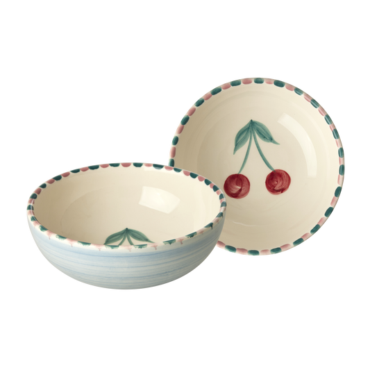 Ceramic Bowl with Hand Painted Cherry - 11.8 oz - - Bowls