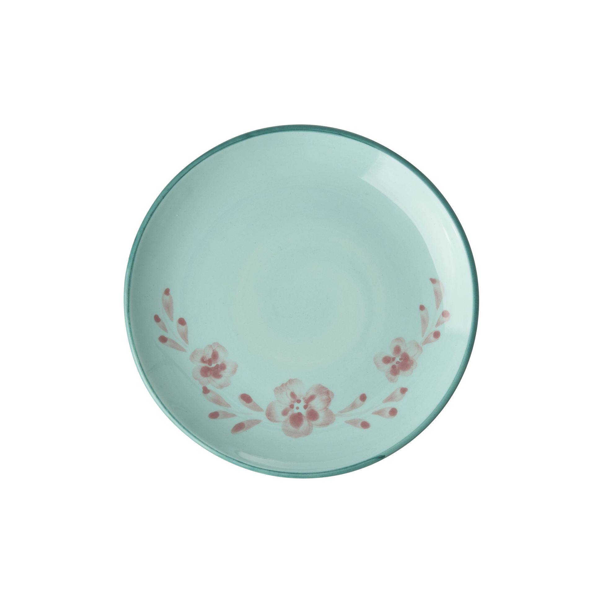 Ceramic Cake Plate with Hand Painted Flower Vine - - Bowls