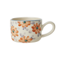 Ceramic Cappuccino Cup with Hand Painted Orange Flowers - 6.7 oz - - Bowls
