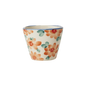 Ceramic Oval Espresso Cup with Hand Painted Orange Flowers - 2.4 oz - - Bowls