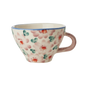 Ceramic Tea Cup with Hand Painted Flowers - Pink - 5.0 oz - - Bowls