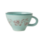 Ceramic Tea Cup with Hand Painted Soft Pink Flower Vine - 5.0 oz - - Bowls