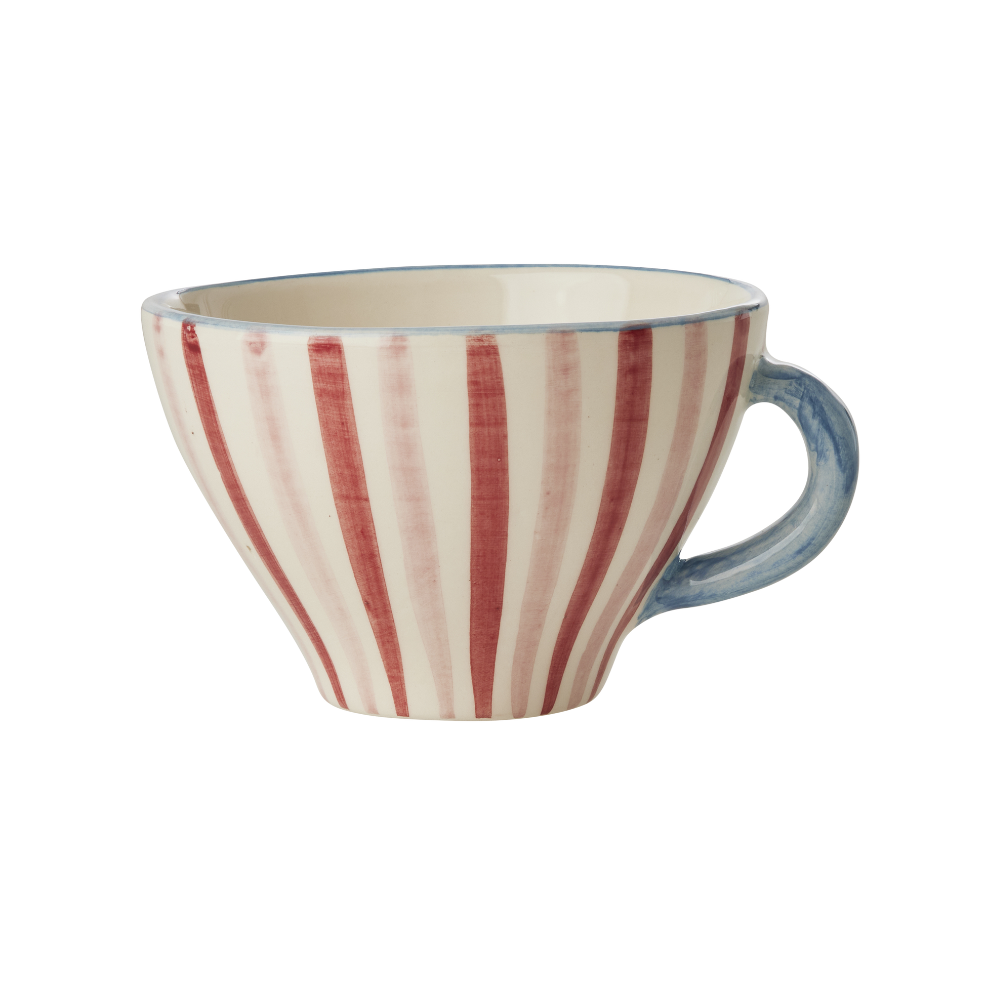 Ceramic Tea Cup with Hand Painted Stripes - 5.0 oz - - Bowls