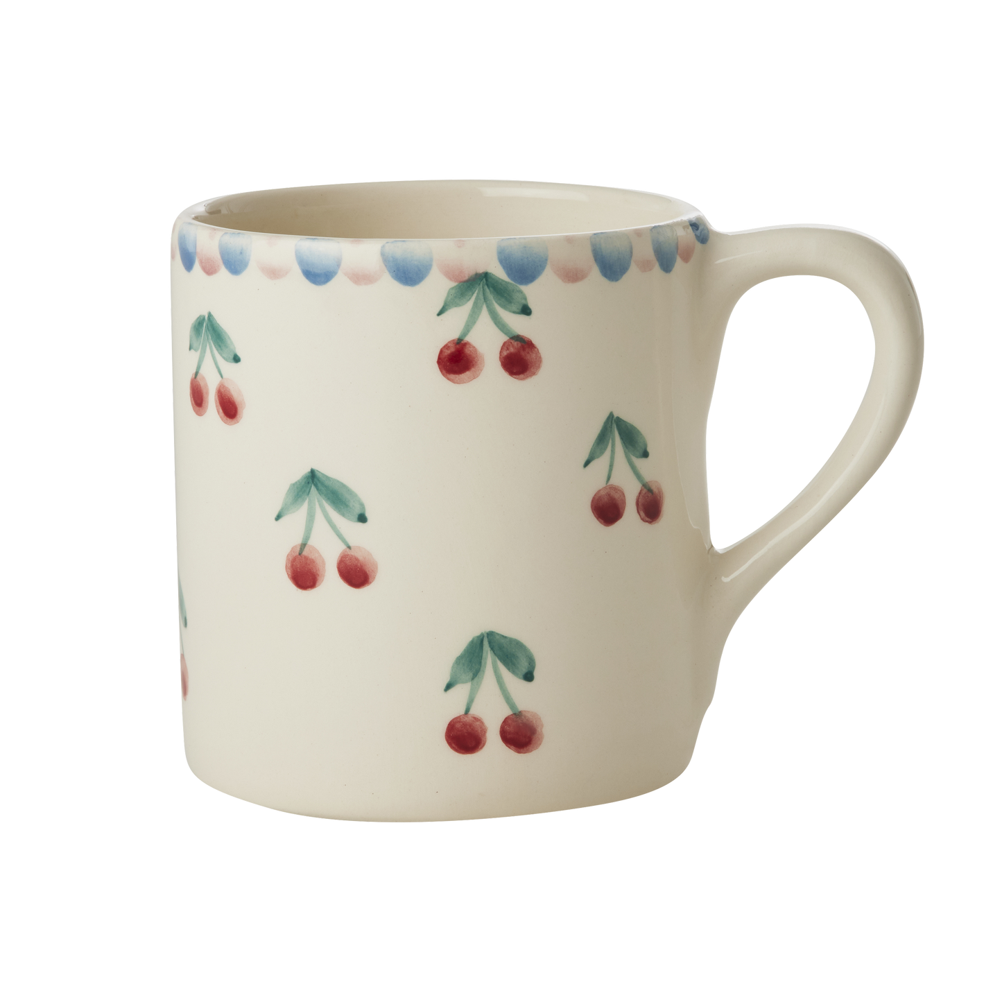 Ceramic Mug with Hand Painted Cherries - 14.2 oz - - Bowls
