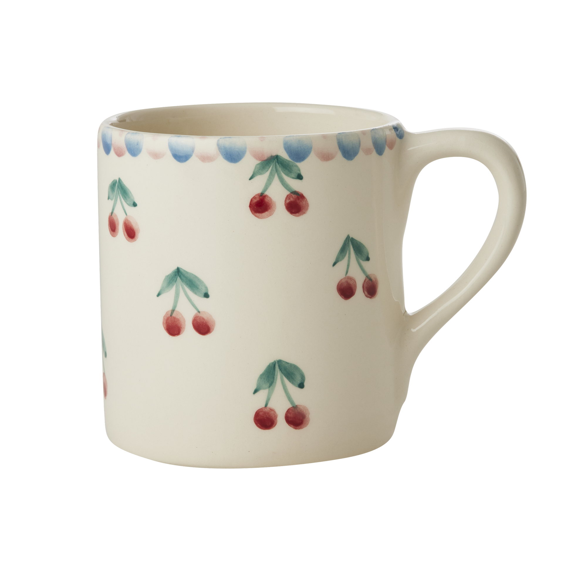 Ceramic Mug with Hand Painted Cherries - 14.2 oz - - Bowls