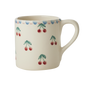 Ceramic Mug with Hand Painted Cherries - 14.2 oz - - Bowls