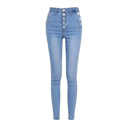 High Waist Button Down Thick Jeans for Women - Kia Day Design