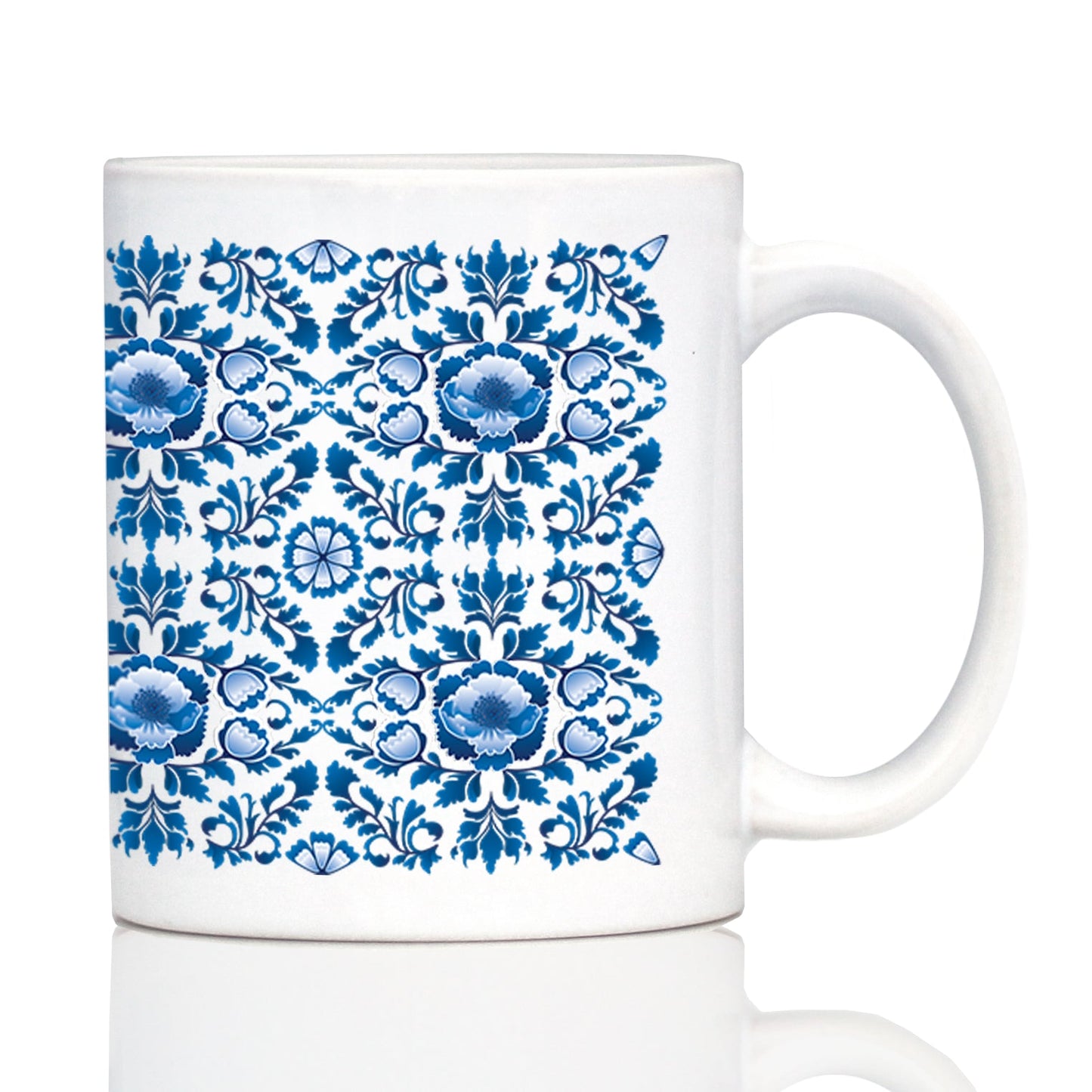 Delft Blue and White Coffee Mug Floral Dutch Pattern Gifts White Ceramic Coffee Cup - - Coffee Mugs