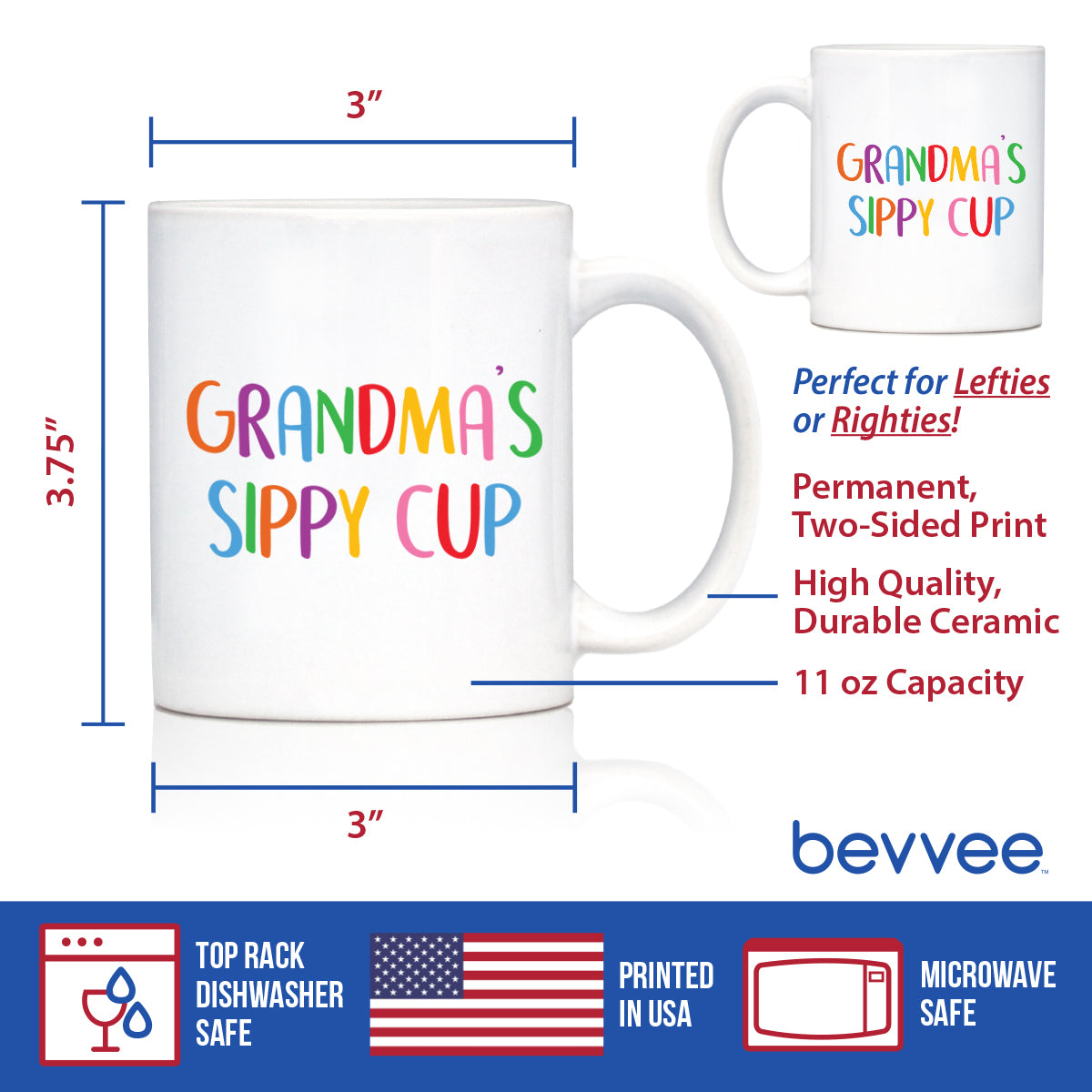 Grandma's Sippy Cup - Coffee Mug Gift for Grandmothers - Cute Birthday Cups - - Coffee Mugs