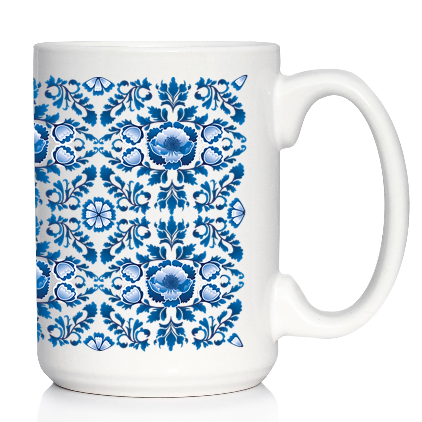 Delft Blue and White Coffee Mug Floral Dutch Pattern Gifts White Ceramic Coffee Cup - - Coffee Mugs