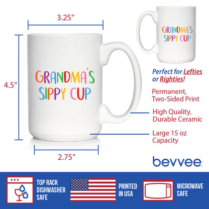Grandma's Sippy Cup - Coffee Mug Gift for Grandmothers - Cute Birthday Cups - - Coffee Mugs