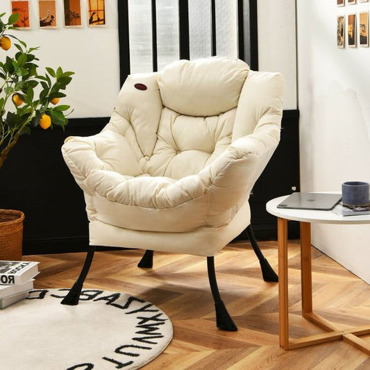 Beige Upholstered Contemporary Cushioned Accent Chair with Side Pocket - - Living Room > Accent Chairs
